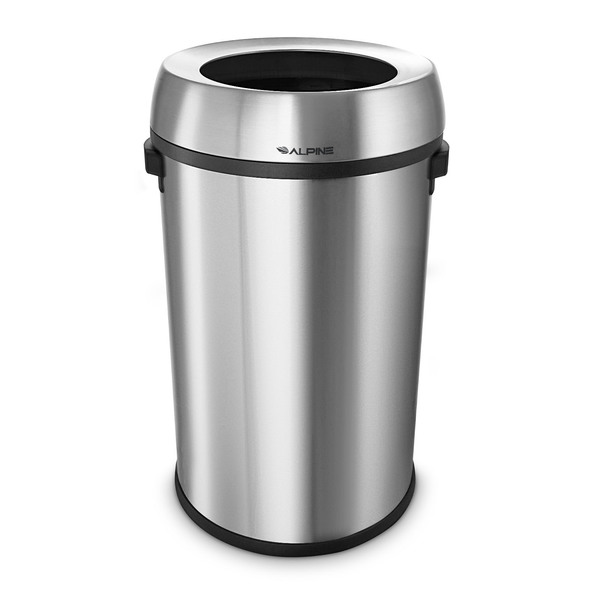 Alpine Industries 17 Gal. SS Heavy-Gauge Brushed Open Top Commercial Trash Can 470-65L